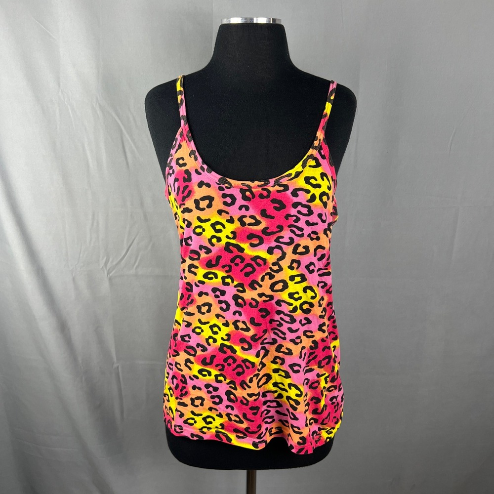 Op Ocean Pacific Camisole Top Women XL Multicolor Leopard Cotton Spaghetti Strap